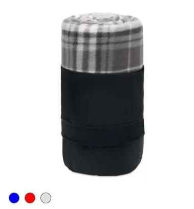 Geblokte fleece reisdeken in hoes