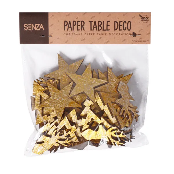 Gouden papieren kerstfiguurtjes voor op tafel