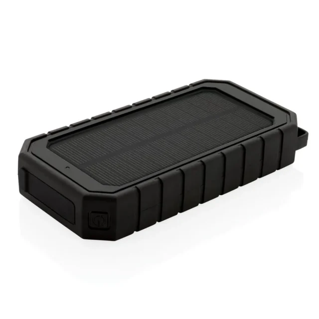 Solar powerbank met draadloze oplader en karabijnhaak