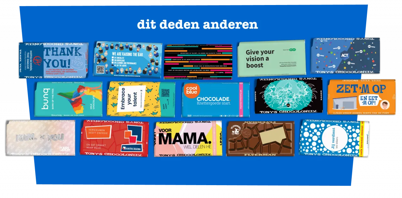 Grote Tony's Chocolonely reep met eigen ontworpen wikkel