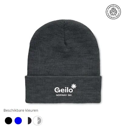 Gebreide beanie met omslag van RPET polyester
