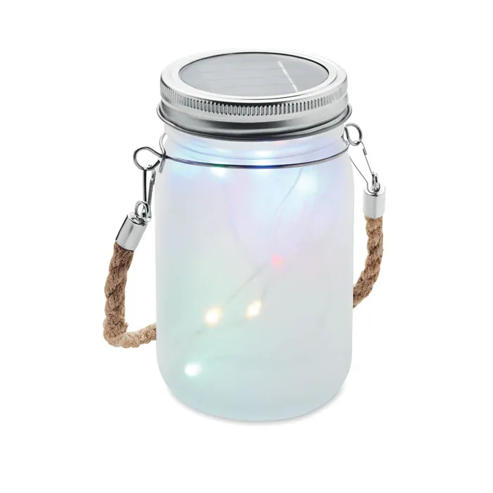 Glazen mason jar met gekleurde LED-lichtjes