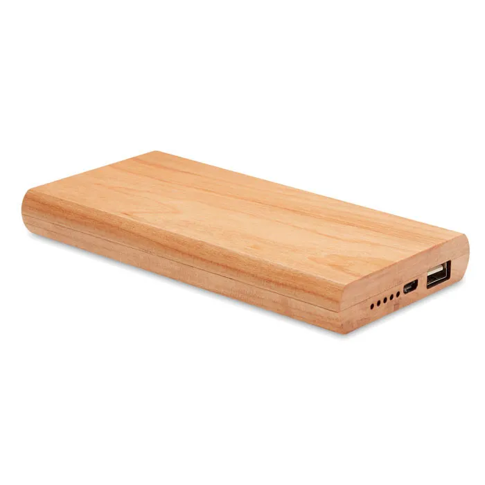 Powerbank met bamboe behuizing
