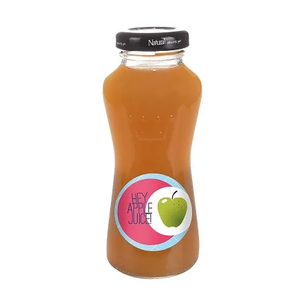 Glazen flesje appelsap met bedrukt etiket