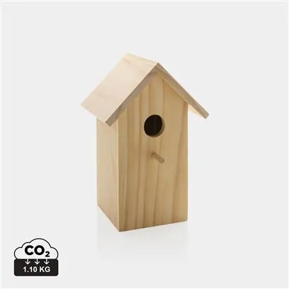 Houten vogelhuisje met ronde invliegopening