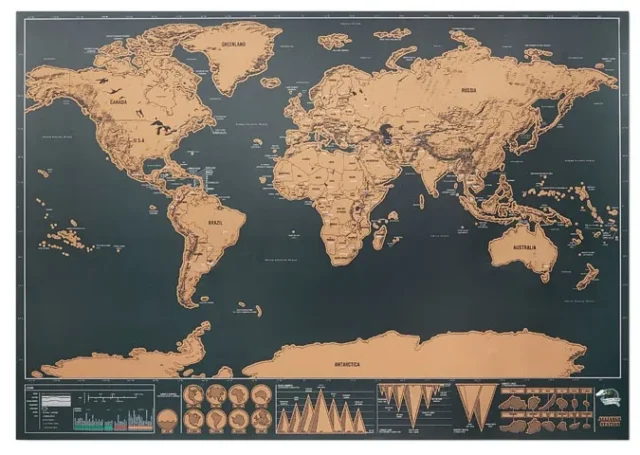Wereldkaart met opengekraste landen