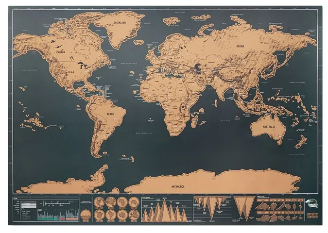 Wereldkaart met opengekraste landen
