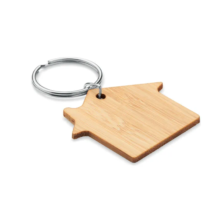 Sleutelhanger van bamboe in de vorm van een huis