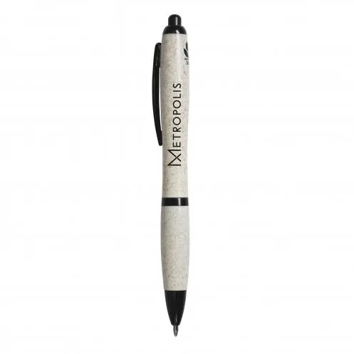 Beige balpen van tarwestro