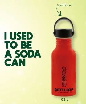 Drinkfles Bottloop van gerecycled aluminium met logo