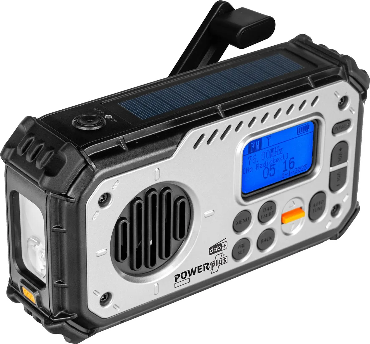 Stevige noodradio met Bluetooth-luidspreker en ophangbeugel