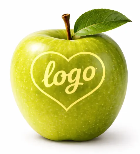Granny Smith appel met gegraveerd logo